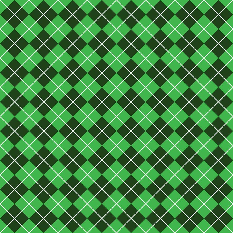 Simple Dark Green Seamless Argyle Pattern vector