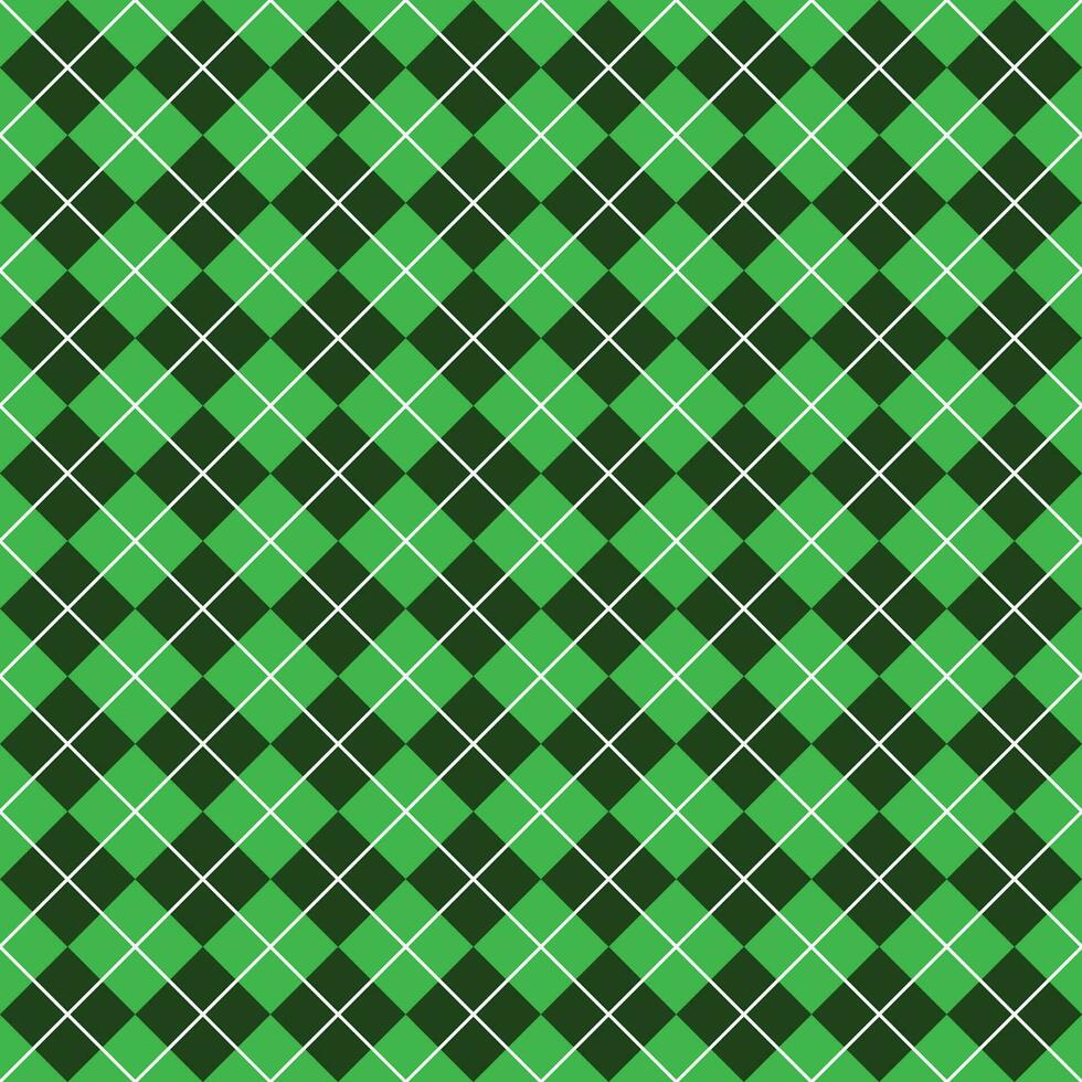 Simple Dark Green Seamless Argyle Pattern vector