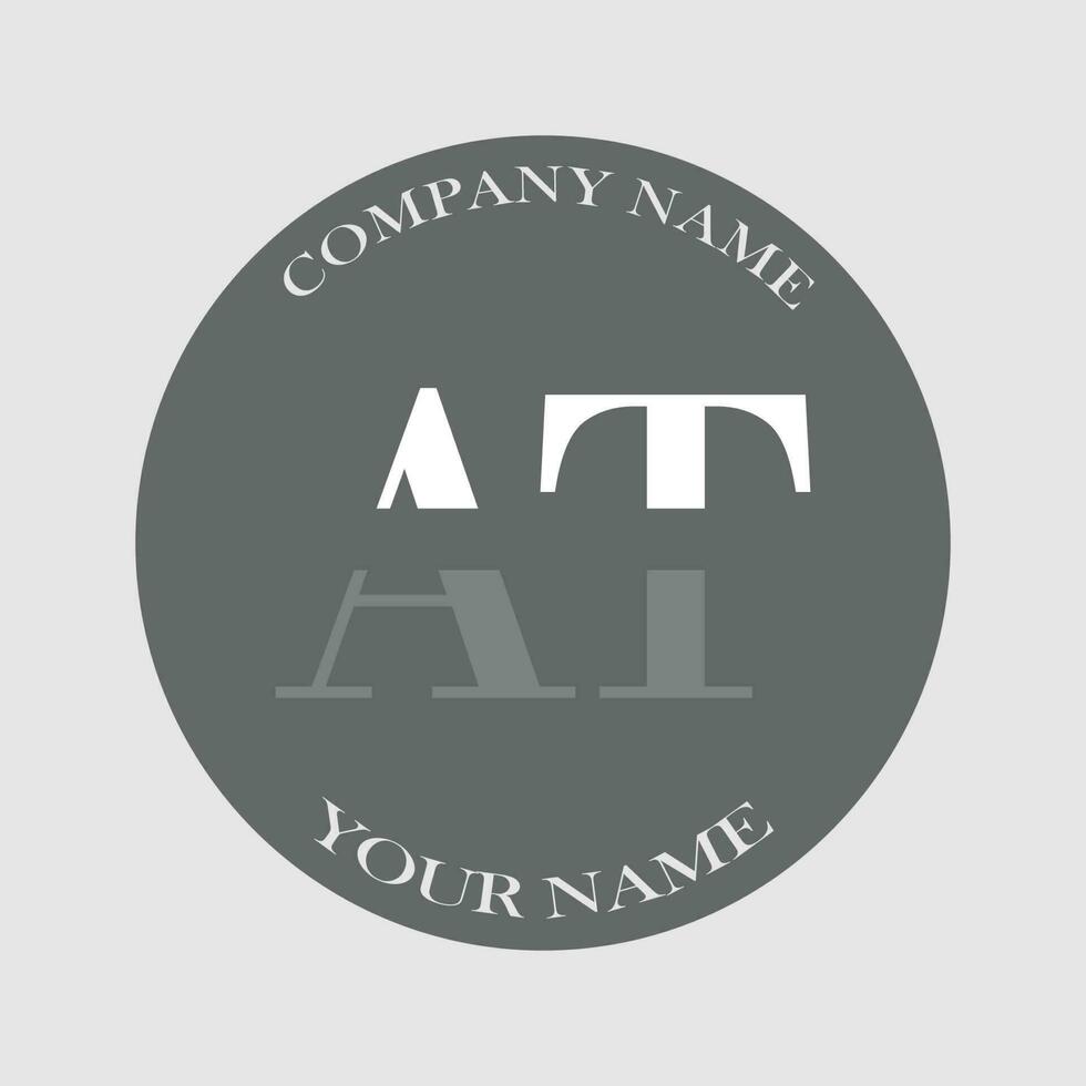 initial AT logo letter monogram luxury hand drawn vector