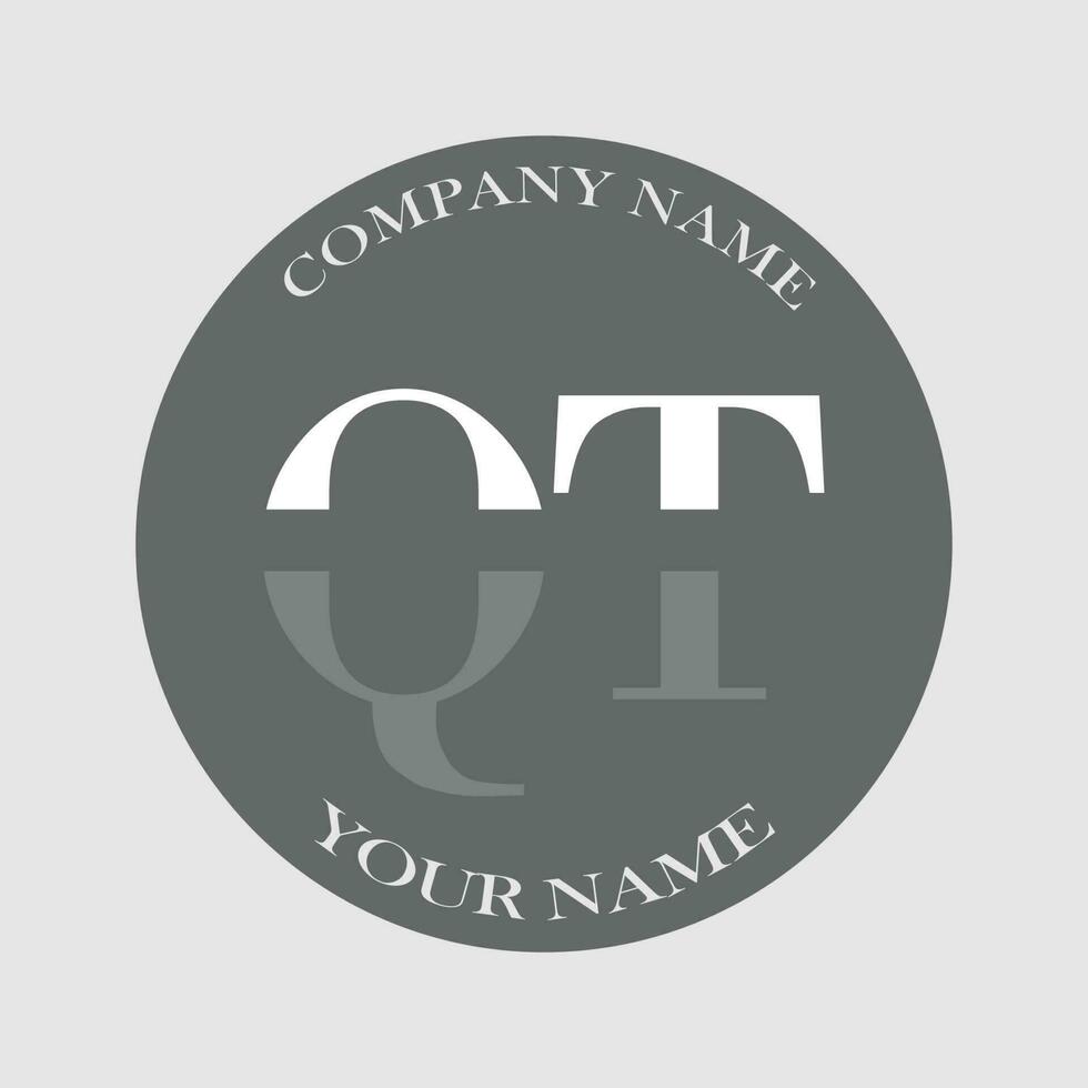 initial QT logo letter monogram luxury hand drawn vector
