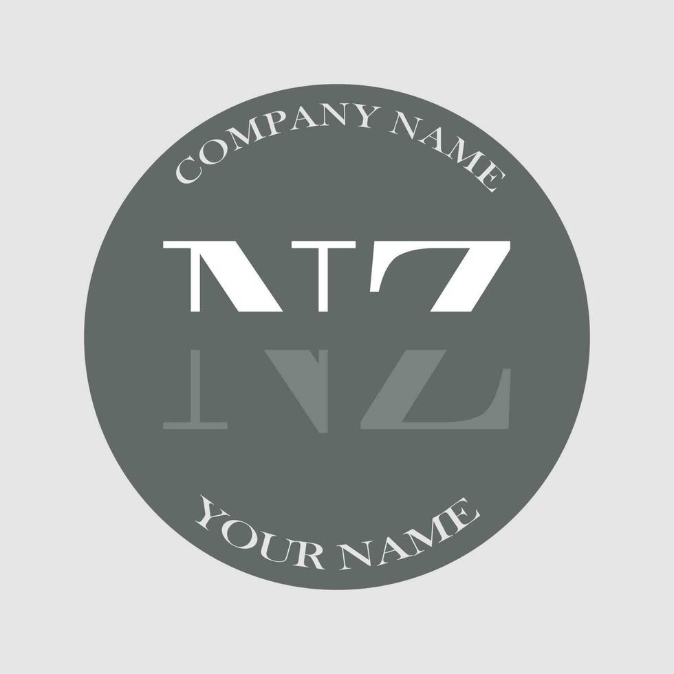 initial NZ logo letter monogram luxury hand drawn vector