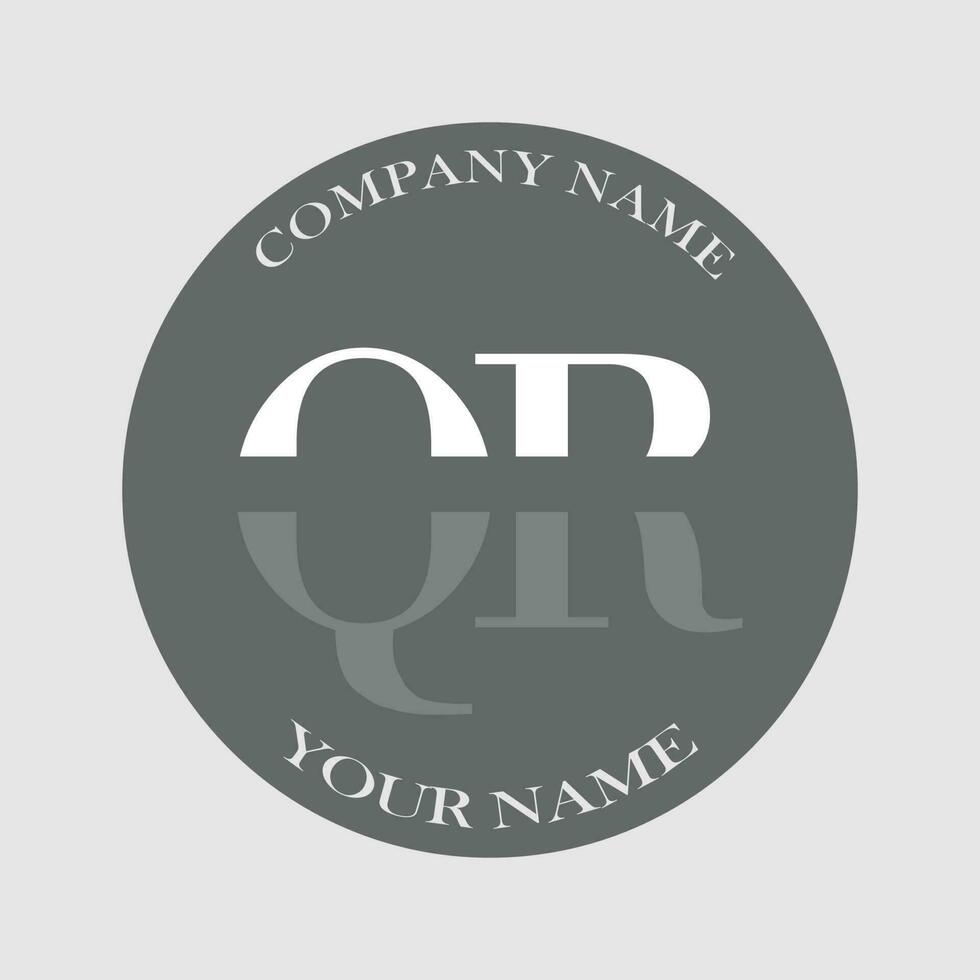 initial QR logo letter monogram luxury hand drawn vector