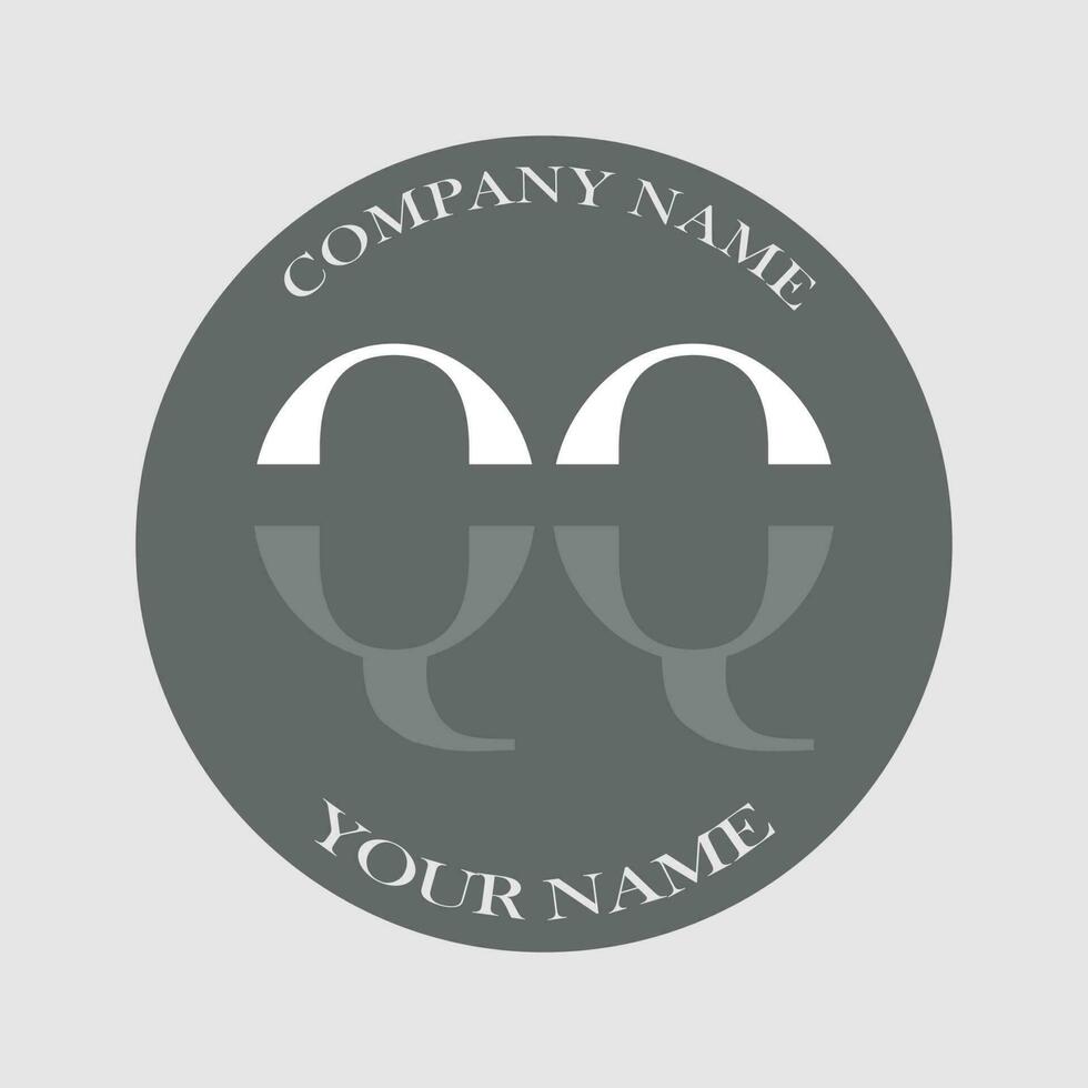 initial QQ logo letter monogram luxury hand drawn vector