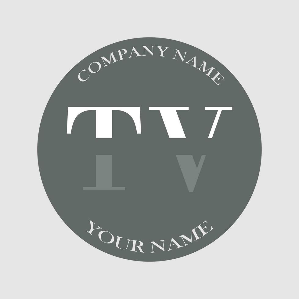 initial TV logo letter monogram luxury hand drawn vector