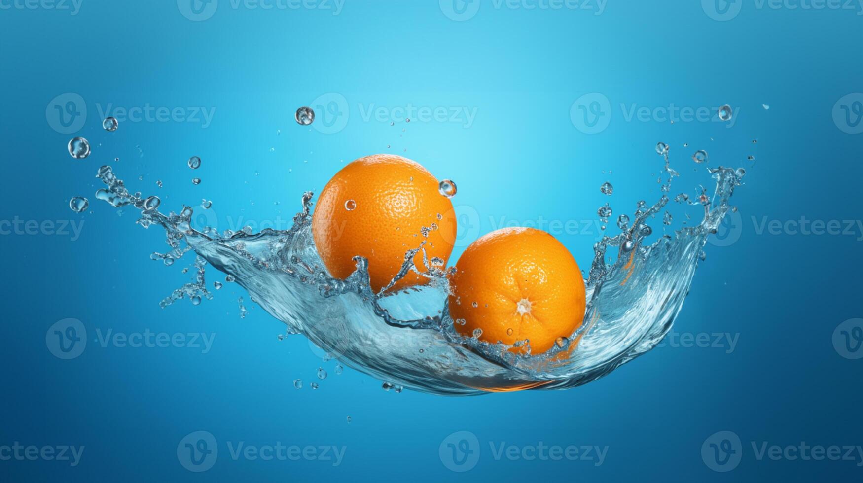 Creative summer composition made of orange in water. Refreshment concept photo