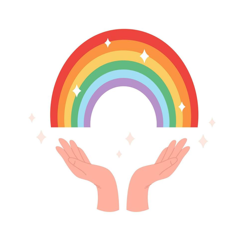 Hands with LGBTQ rainbow. Love is love, Pride month, LGBTQ community vector