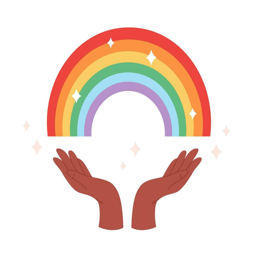 Hands with LGBTQ rainbow. Love is love, Pride month, LGBTQ community vector