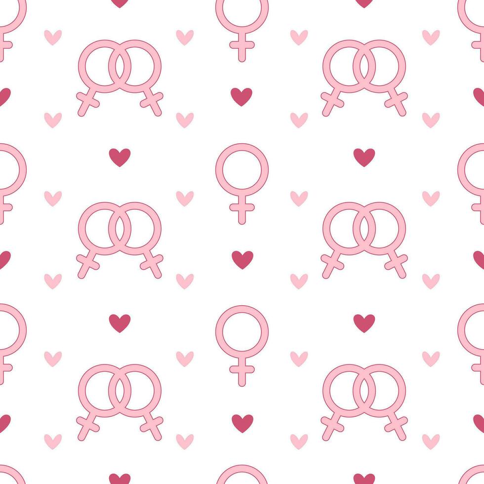 Female gender symbols seamless pattern. LGBTQ community, lesbians. vector