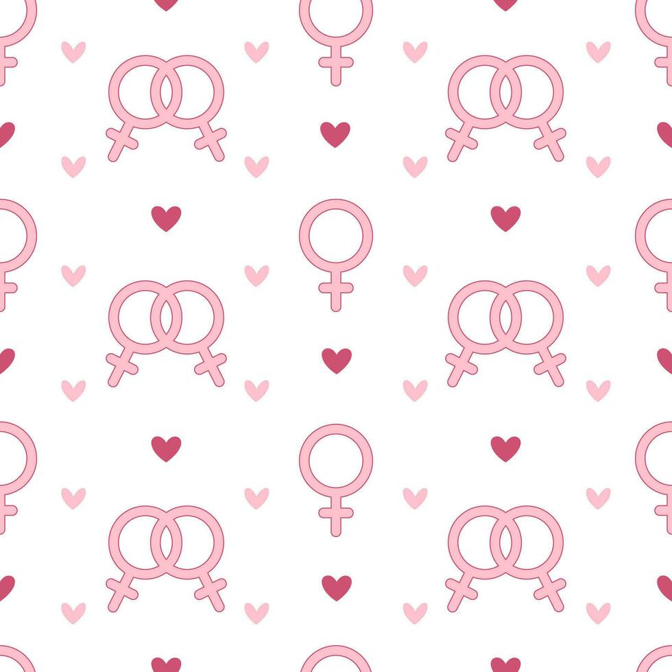 Female gender symbols seamless pattern. LGBTQ community, lesbians. vector