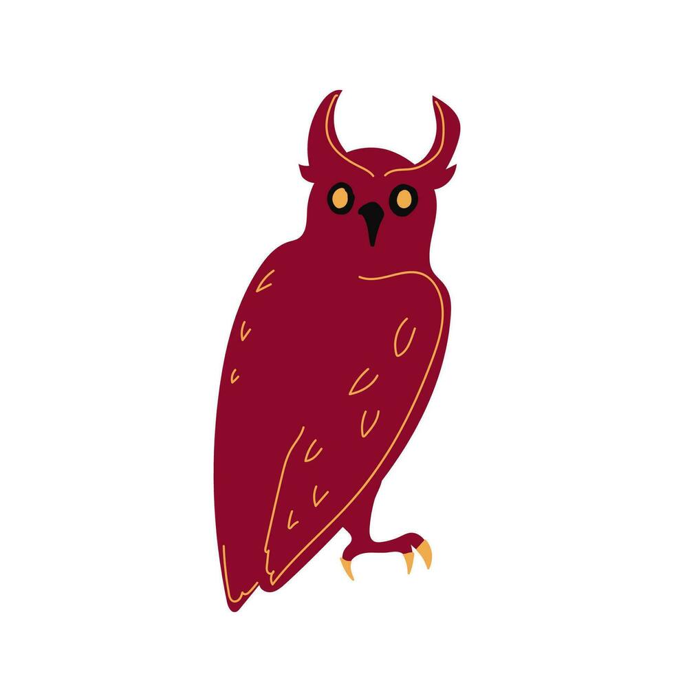 Owl isolated on a white background. Decorative element for Halloween. Vector illustration.