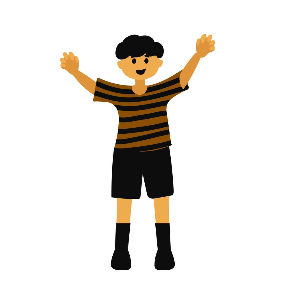 Boy in Halloween costume. Wednesday Costume. The character is isolated on a white background. Vector illustration. Flat style