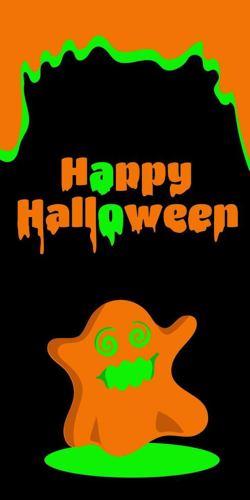 Happy Halloween greeting card. Holiday decoration. Boo Trick or treat. Vector illustration. Vertical banners and wallpaper for social media stories.