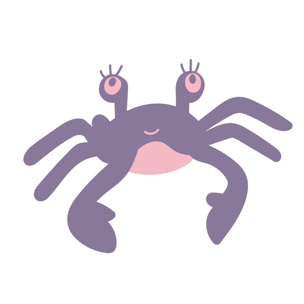 crab character, lifting up claws, isolated on white background. Vector hand drawn cartoon illustration