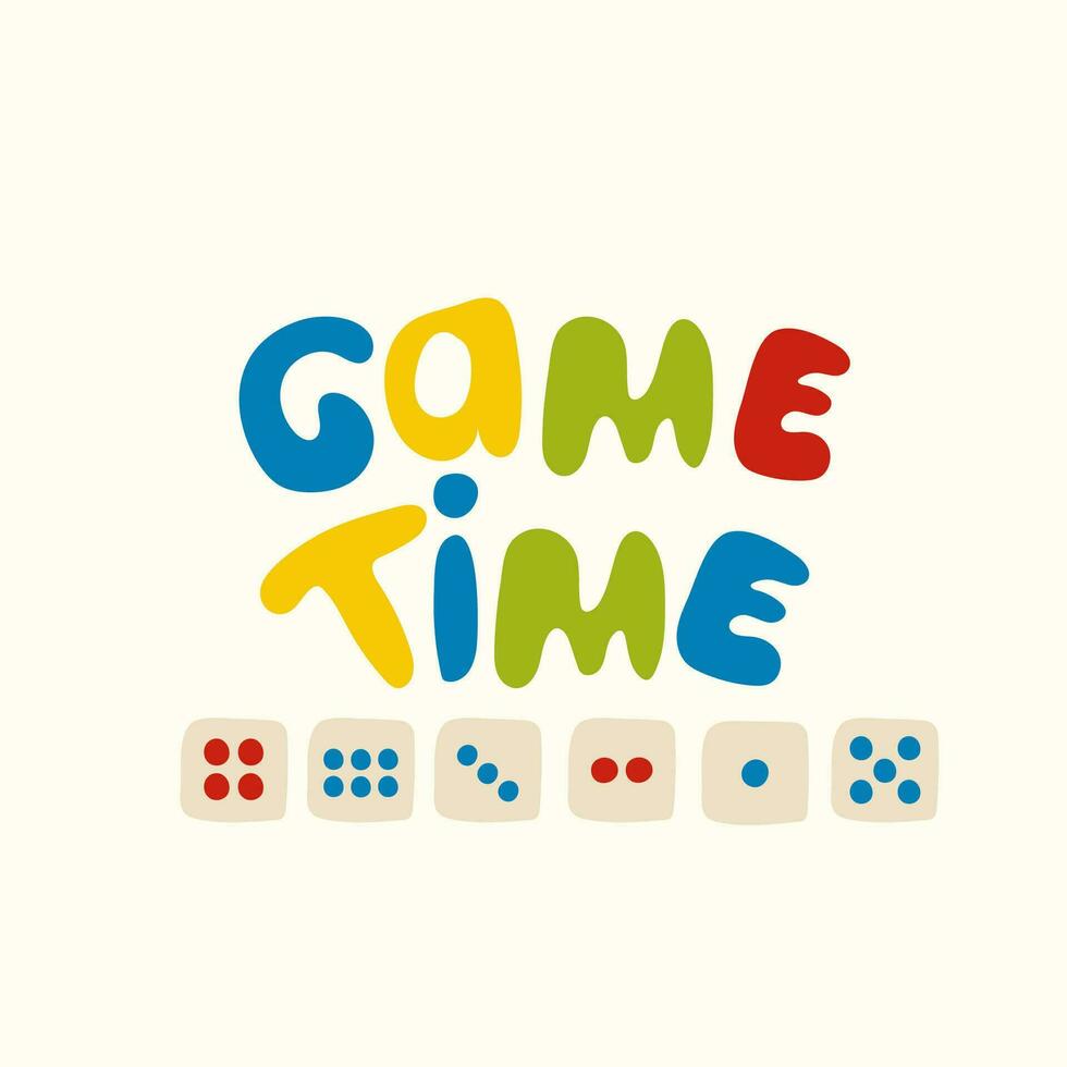 Game time. Typographic card design. Vector Illustration. Flat style