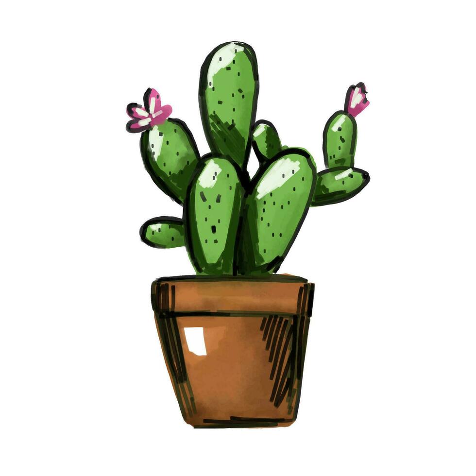 cactus acuarela, cactus planta mano dibujado, vector ilustración aislado en blanco antecedentes