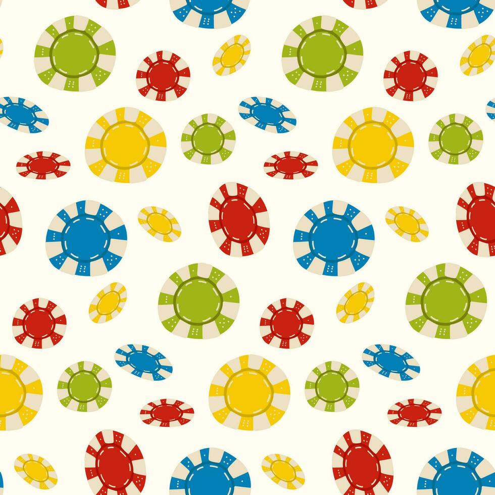 Pattern with casino chips.Vector seamless pattern with colored casino chips on a transparent background vector