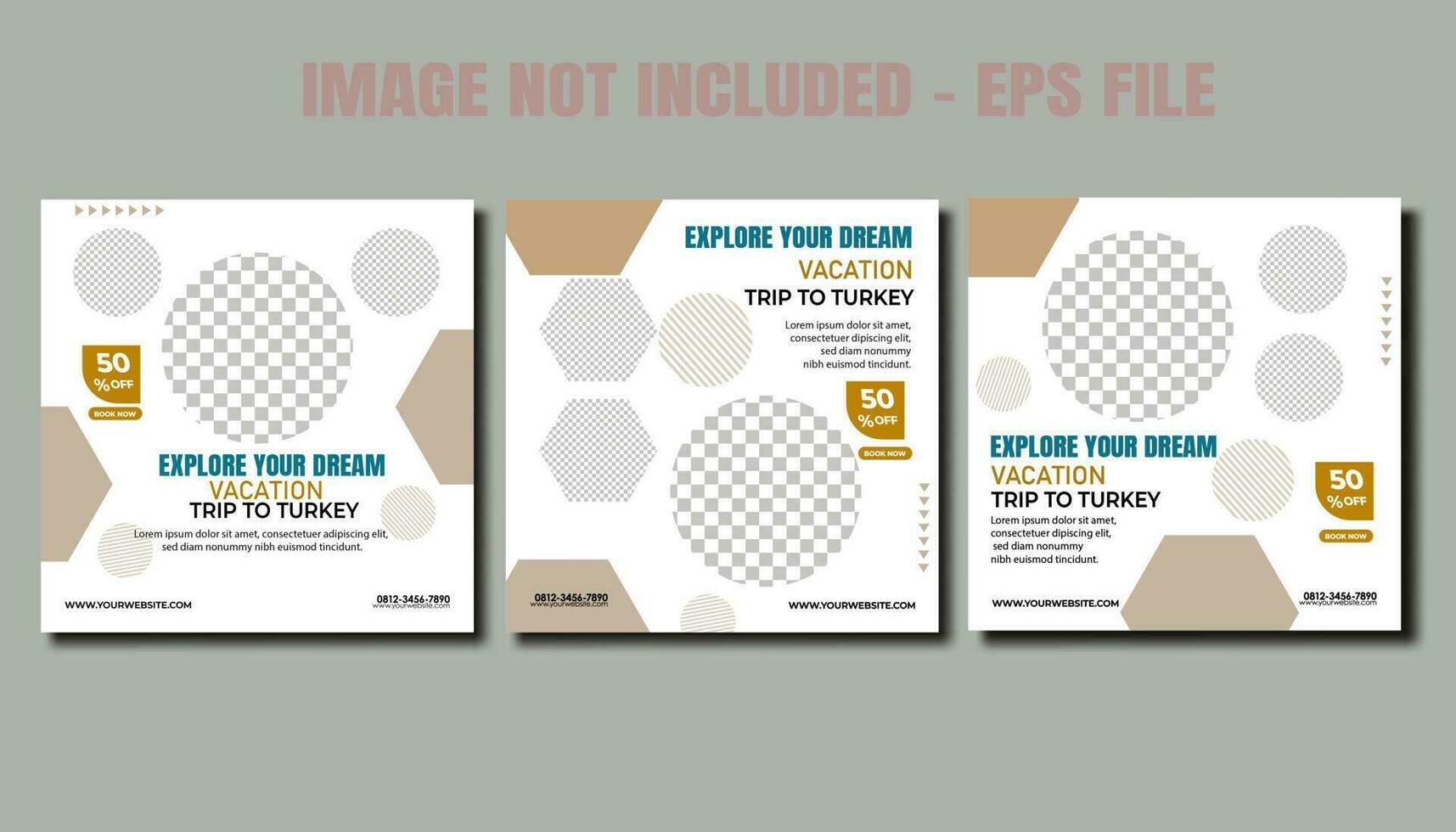travel social media posts template collection, promo banner template post vector