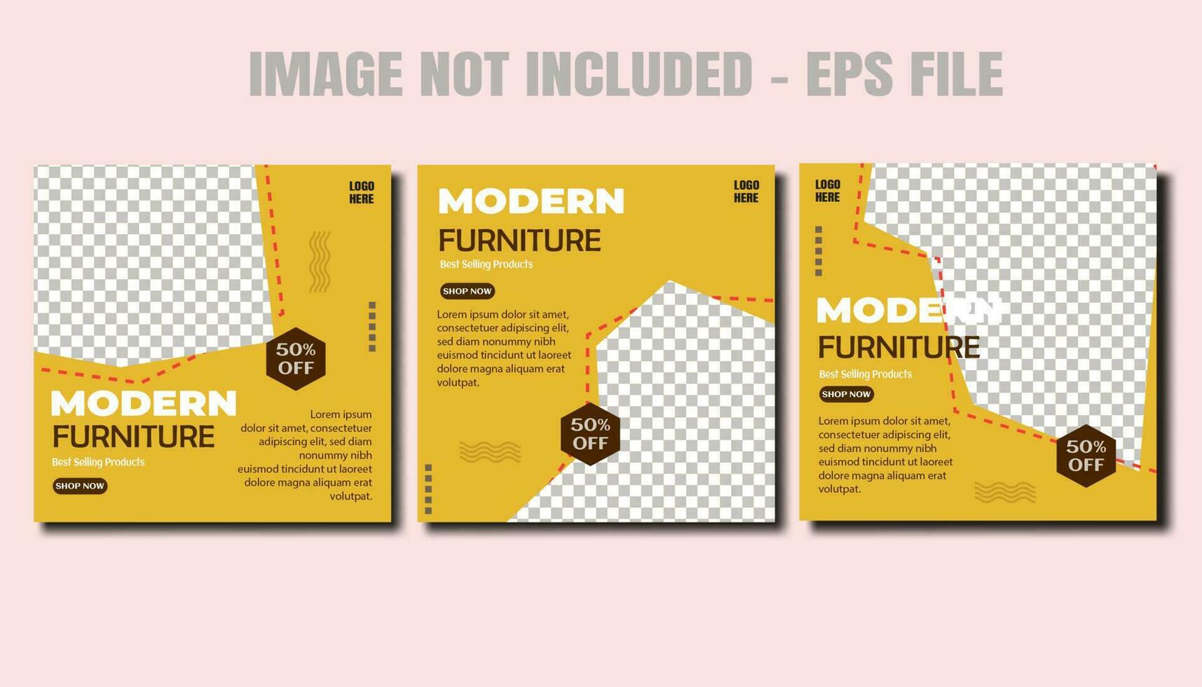 Set of social media posts collection for interior design furniture vector