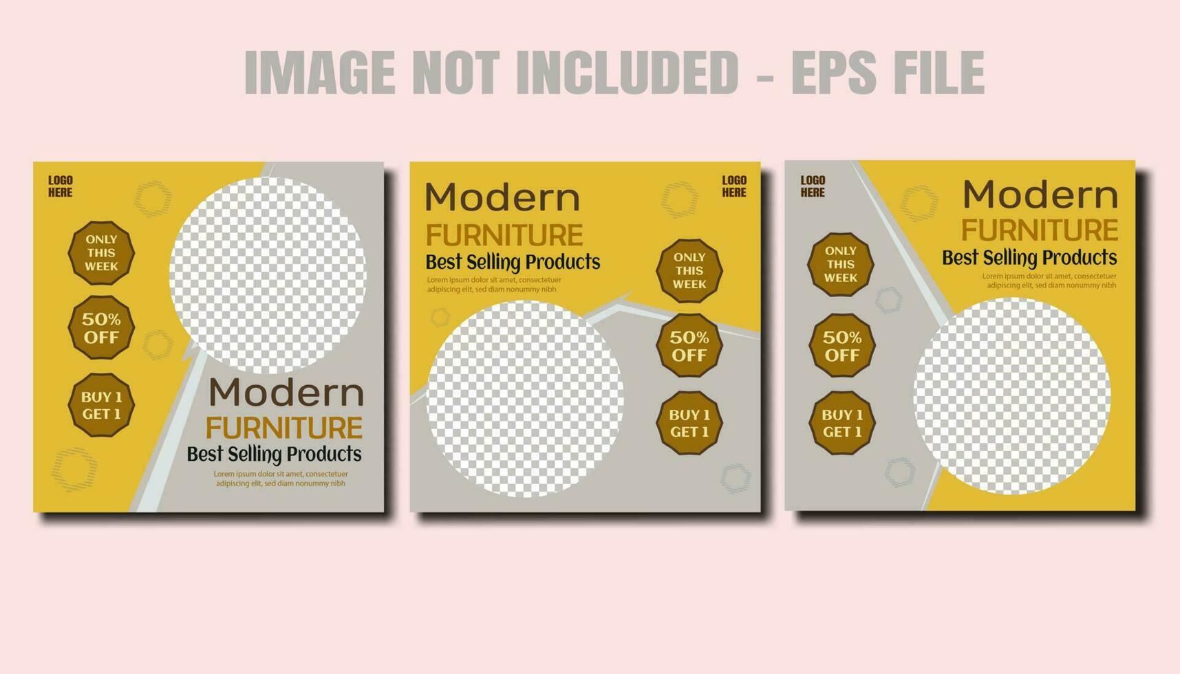 Set of social media posts collection for interior design furniture vector