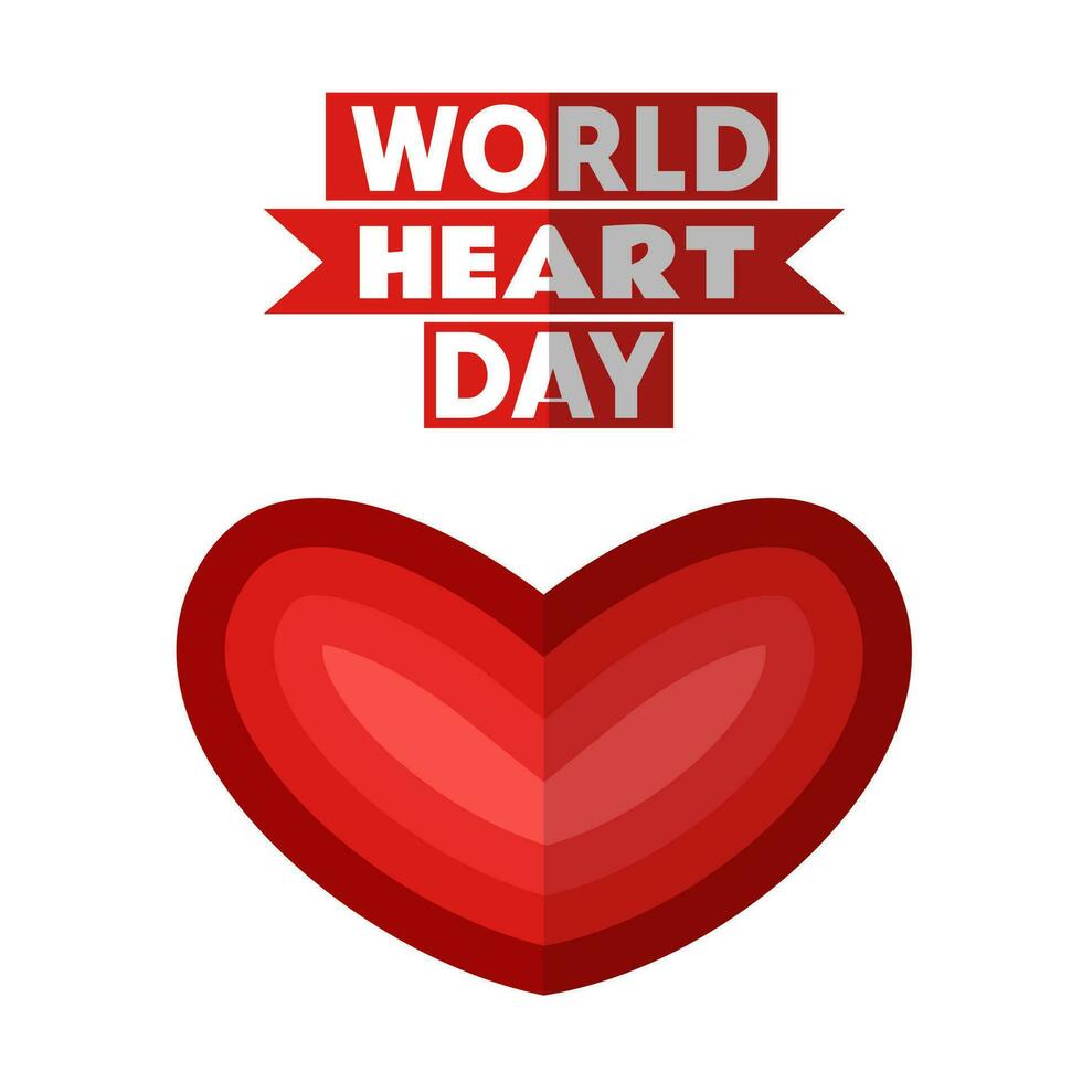 World Heart Day illustration, post template, heart and earth illustration vector
