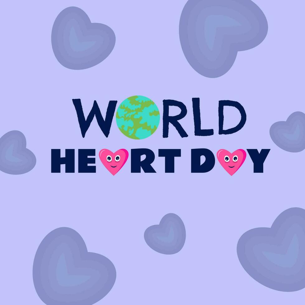 World Heart Day illustration, post template, heart and earth illustration vector