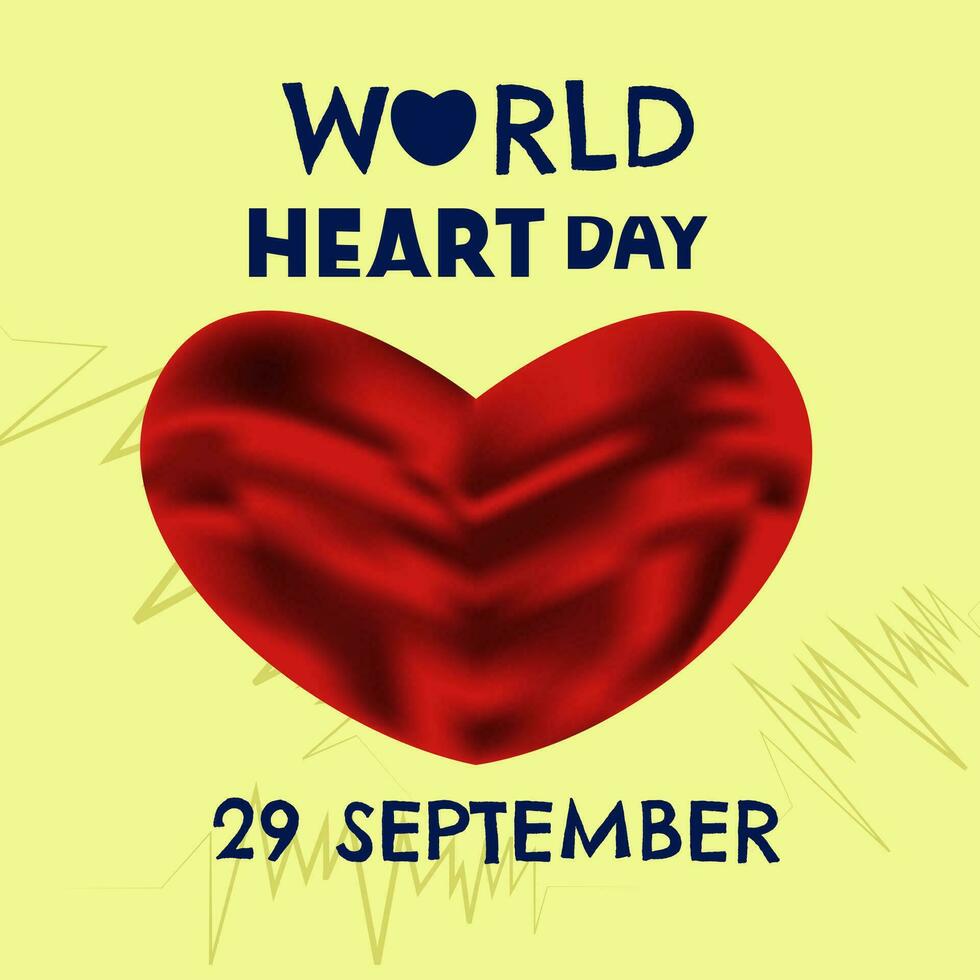 World Heart Day illustration, post template, heart and earth illustration vector