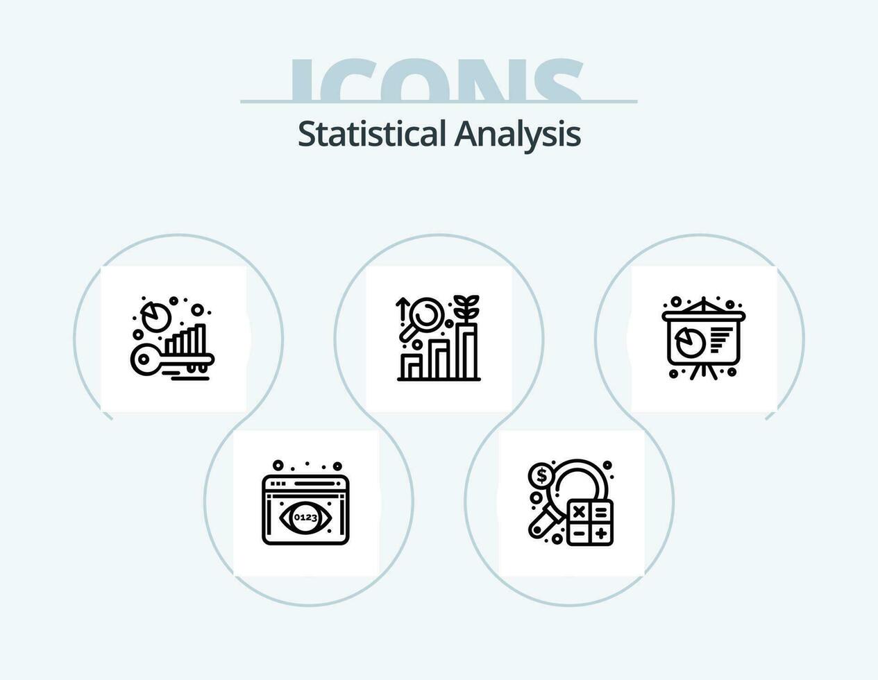 Statistical Analysis Line Icon Pack 5 Icon Design. graph analysis. financial performance. poster presentation. business productivity report. graph vector