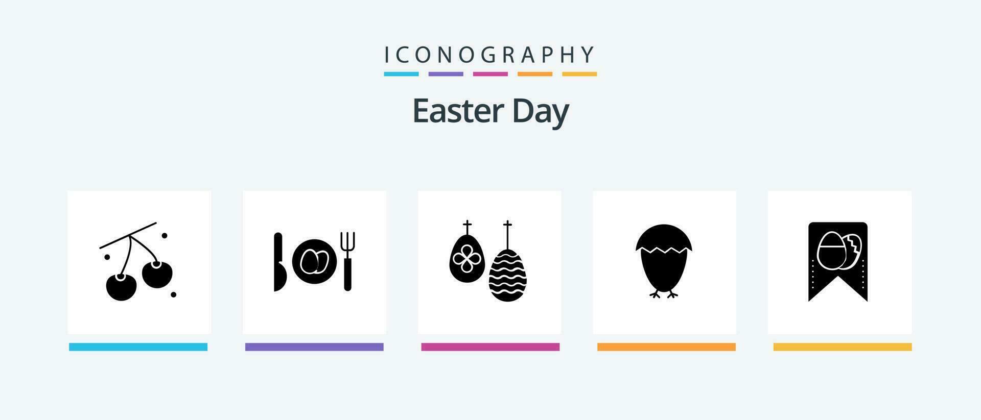Easter Glyph 5 Icon Pack Including egg. tag. easter. food. easter. Creative Icons Design vector