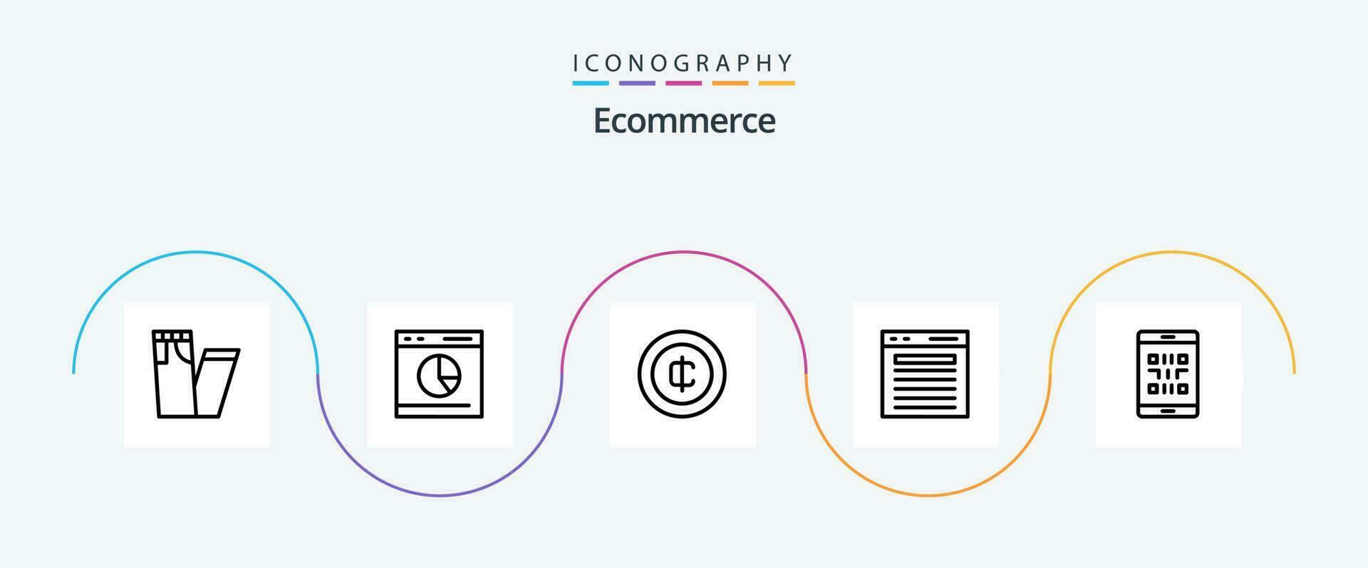 Ecommerce Line 5 Icon Pack Including code. search. cash. plus. add vector
