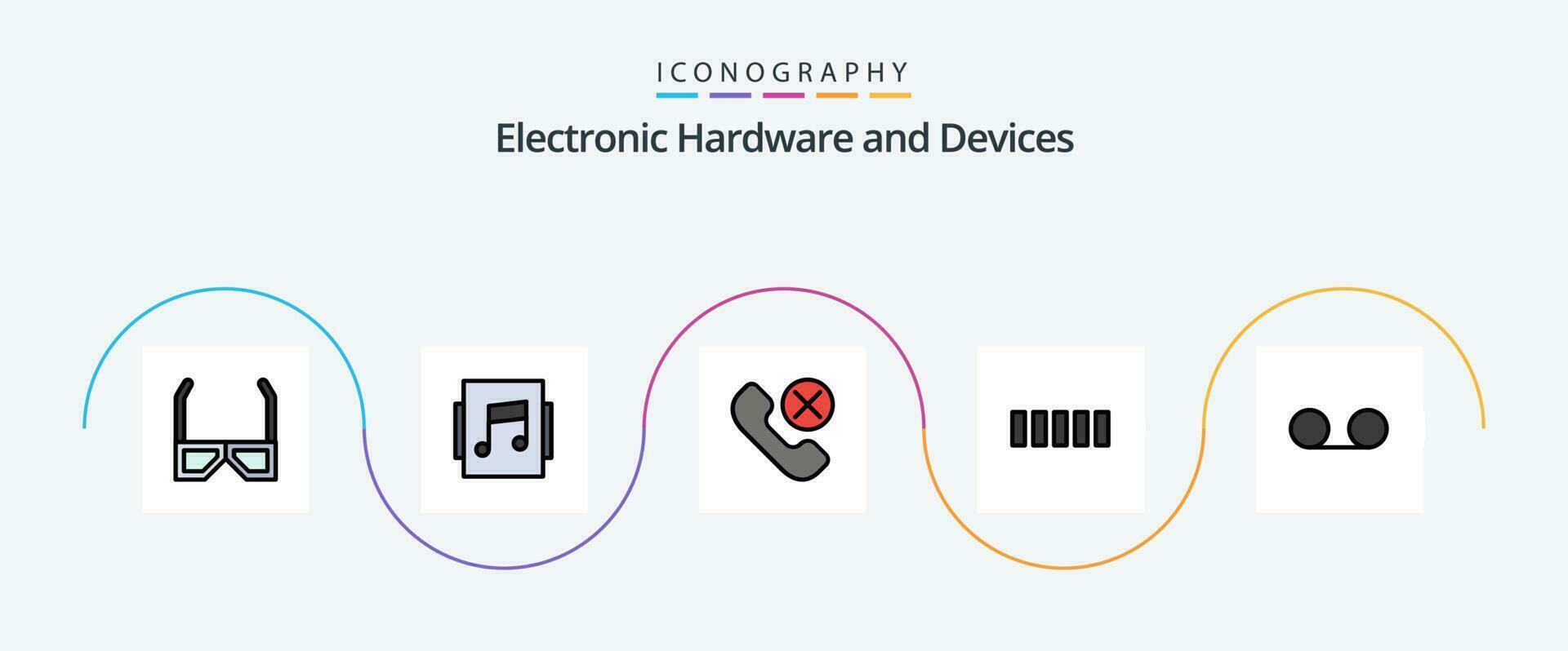 Devices Line Filled Flat 5 Icon Pack Including message. signal. call. phone. remove vector