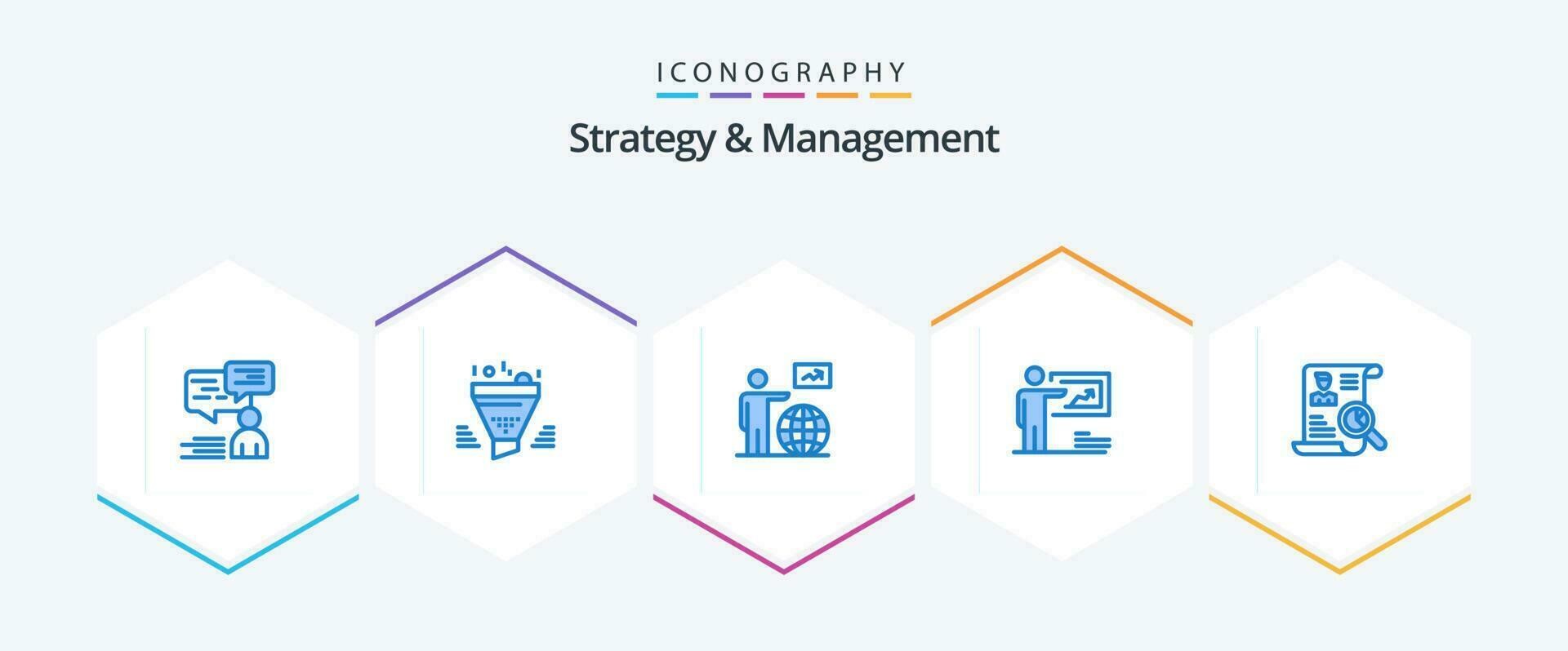 Strategy And Management 25 Blue icon pack including strategy. presentation. tool. go. user vector