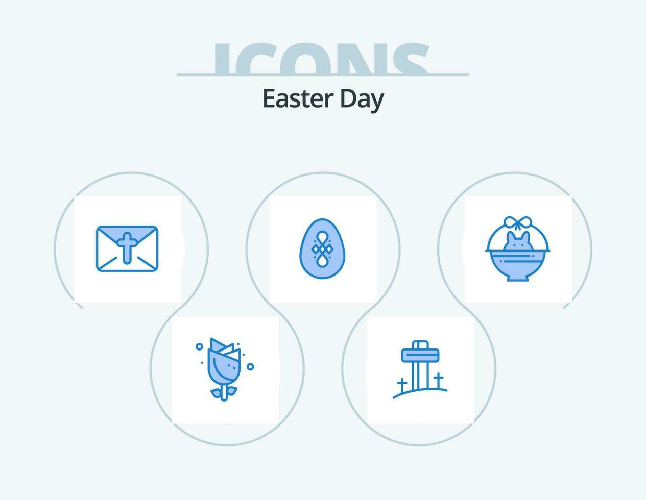 Easter Blue Icon Pack 5 Icon Design. cart. egg. massege. easter. bird vector