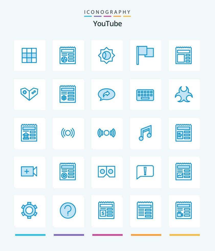 Creative Youtube 25 Blue icon pack  Such As gamepad. ui. setting. basic. ui vector