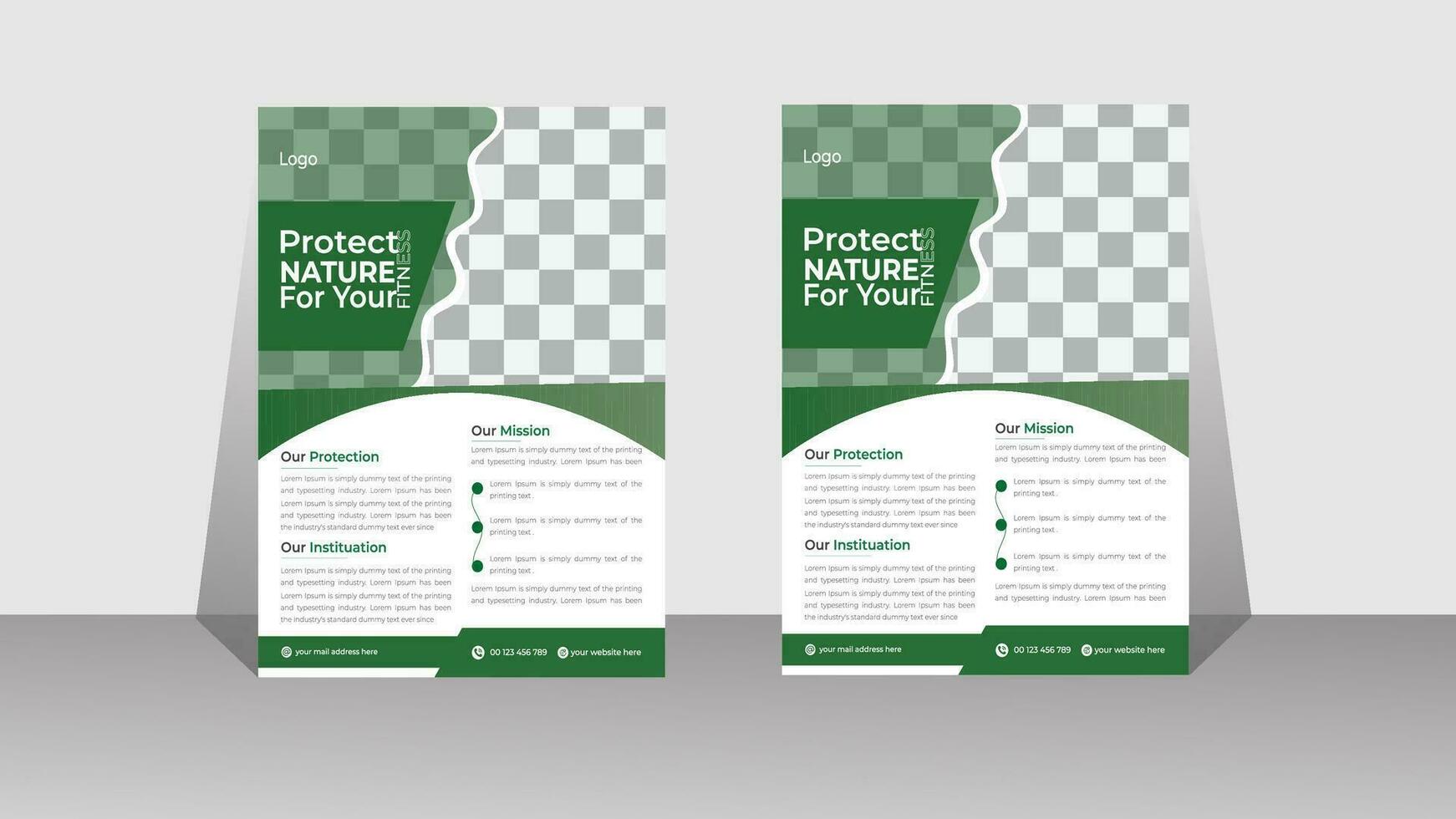 Green flyer design for nature . Vector and  print ready template .