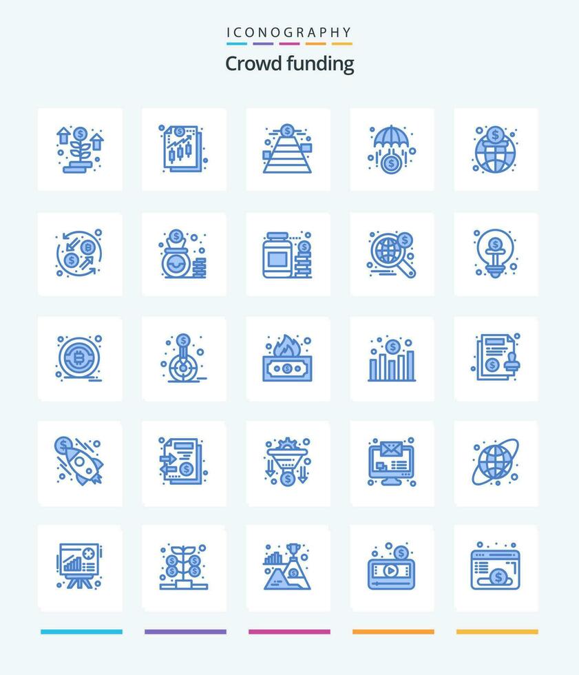 Creative Crowdfunding 25 Blue icon pack  Such As global. investment. finance. invest. funds vector