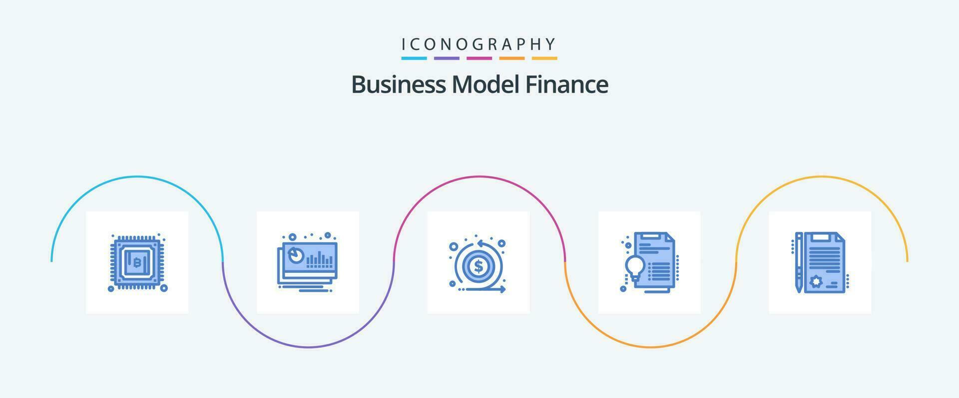 Finance Blue 5 Icon Pack Including certificate. invention. forecast. digital. return vector