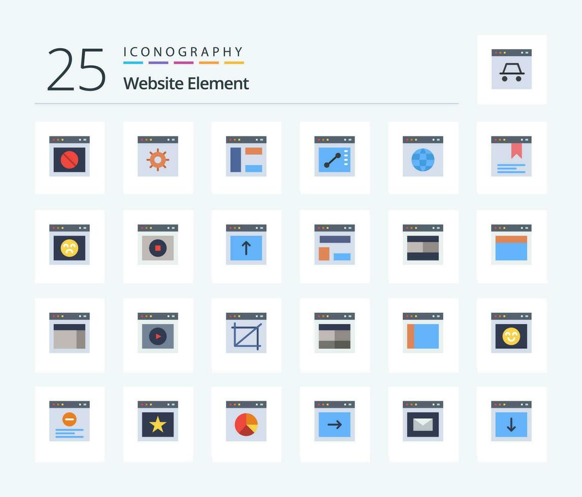 Website Element 25 Flat Color icon pack including page. website. website. url. globe vector