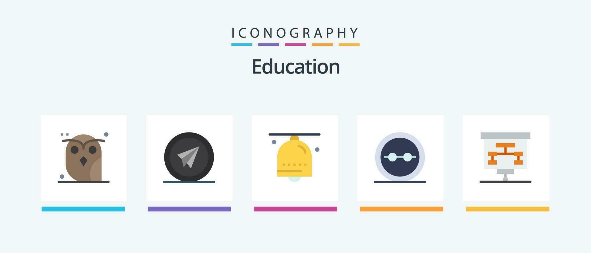Education Flat 5 Icon Pack Including geek. eye glasses. paper. ring. hand bell. Creative Icons Design vector