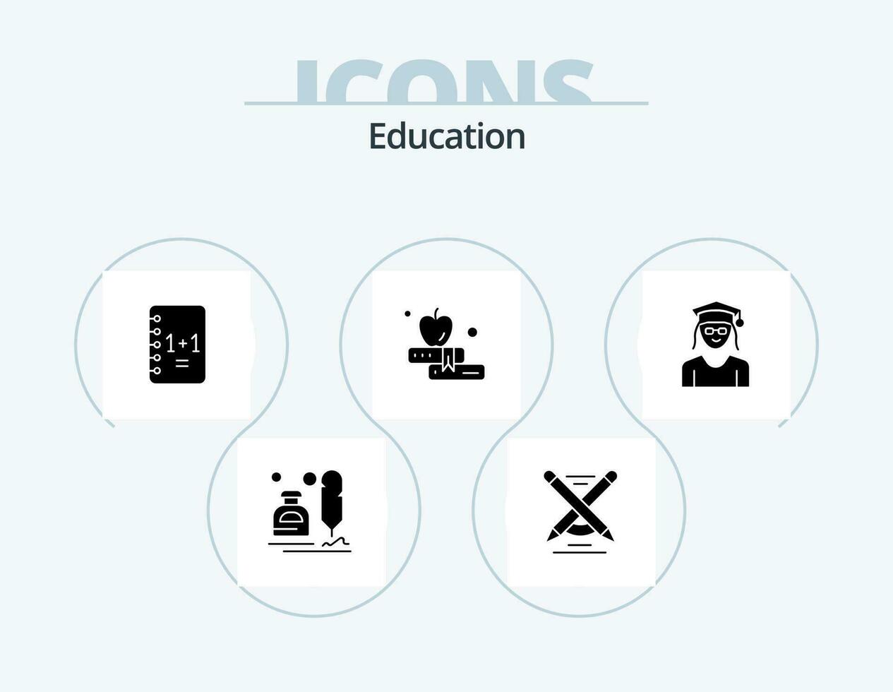 educación glifo icono paquete 5 5 icono diseño. vector
