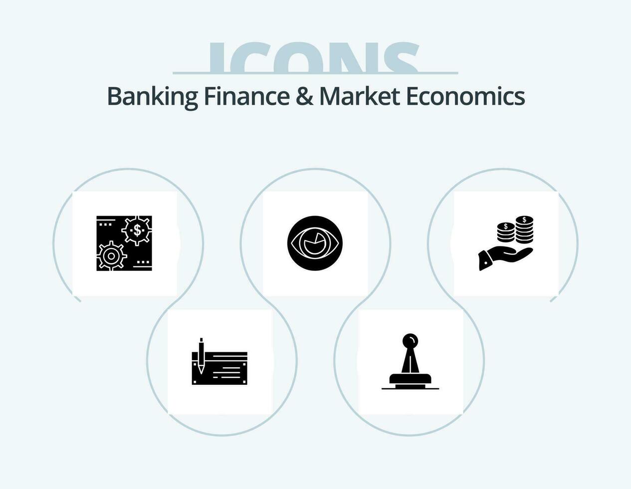 Banking Finance And Market Economics Glyph Icon Pack 5 Icon Design. make. capital. approval. revenue. rubber vector