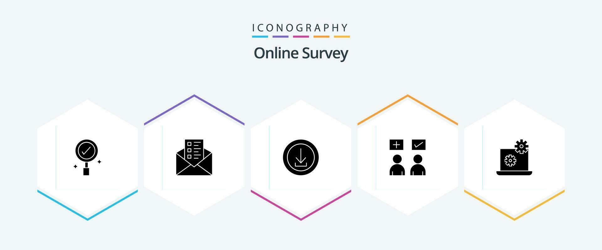 Online Survey 25 Glyph icon pack including online . answers . store vector