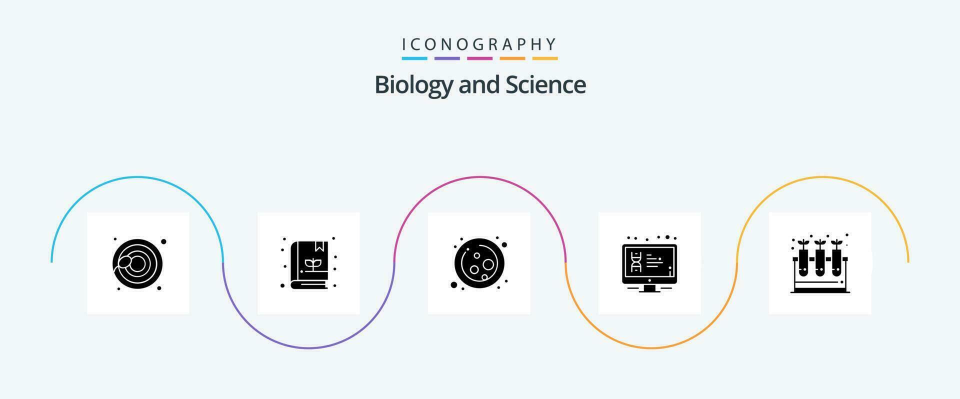 biología glifo 5 5 icono paquete incluso ciencia. laboratorio. ciencia. pantalla. lcd vector