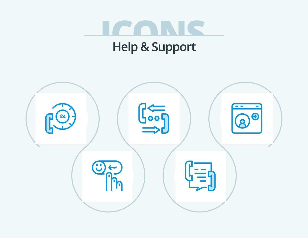 Help And Support Blue Icon Pack 5 Icon Design. help. browser. contact. phone. contact vector