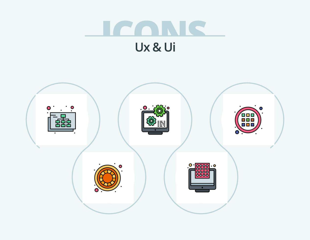 ux y ui línea lleno icono paquete 5 5 icono diseño. controlar. usuario. interfaz web elemento. ayuda problema. filtrar vector