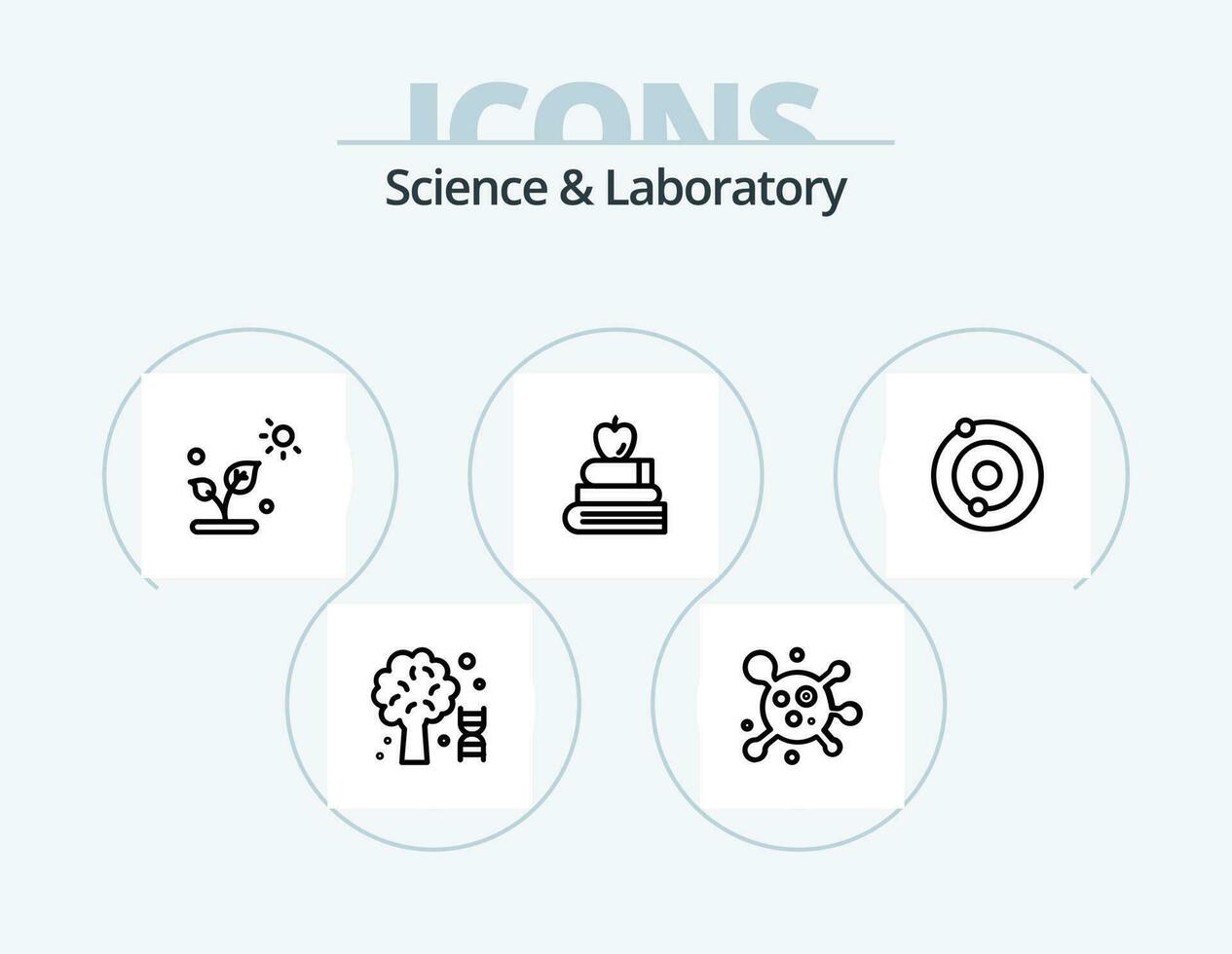 Ciencias línea icono paquete 5 5 icono diseño. . ciencia. arboles molécula. Ciencias vector