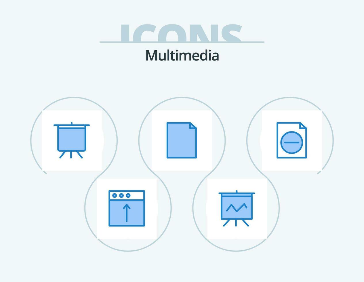 Multimedia Blue Icon Pack 5 Icon Design. . file. deck. document. page vector