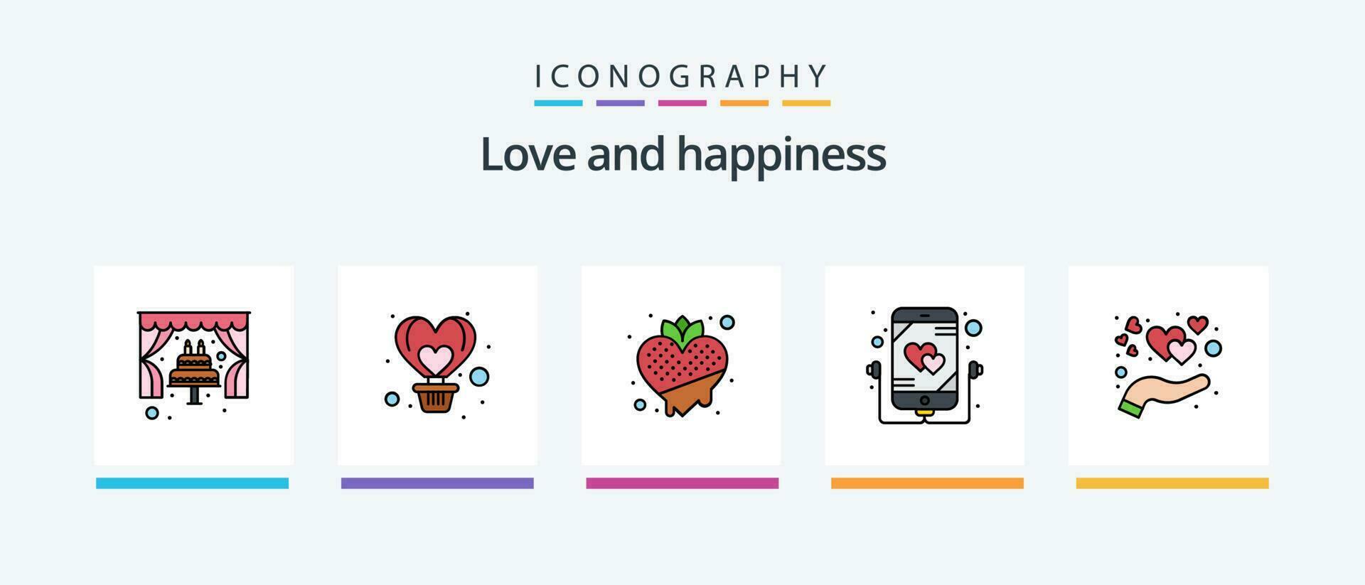 amor línea lleno 5 5 icono paquete incluso pájaro. amor. energía. corazón. cuidado. creativo íconos diseño vector