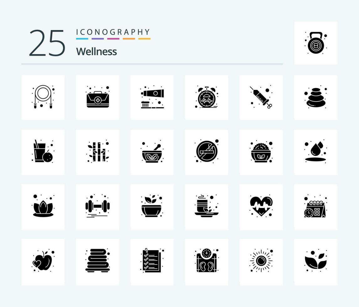 Wellness 25 Solid Glyph icon pack including procedure. drop. tooth. time. heart vector
