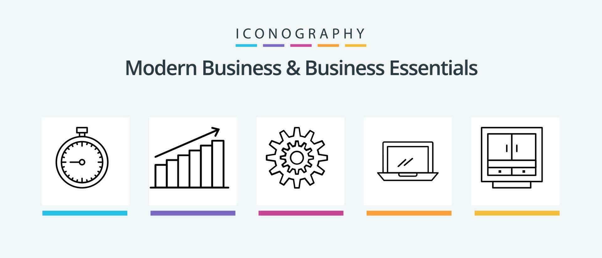 moderno negocio y negocio esenciales línea 5 5 icono paquete incluso base de datos. archivo. documento. archivos. lápiz. creativo íconos diseño vector