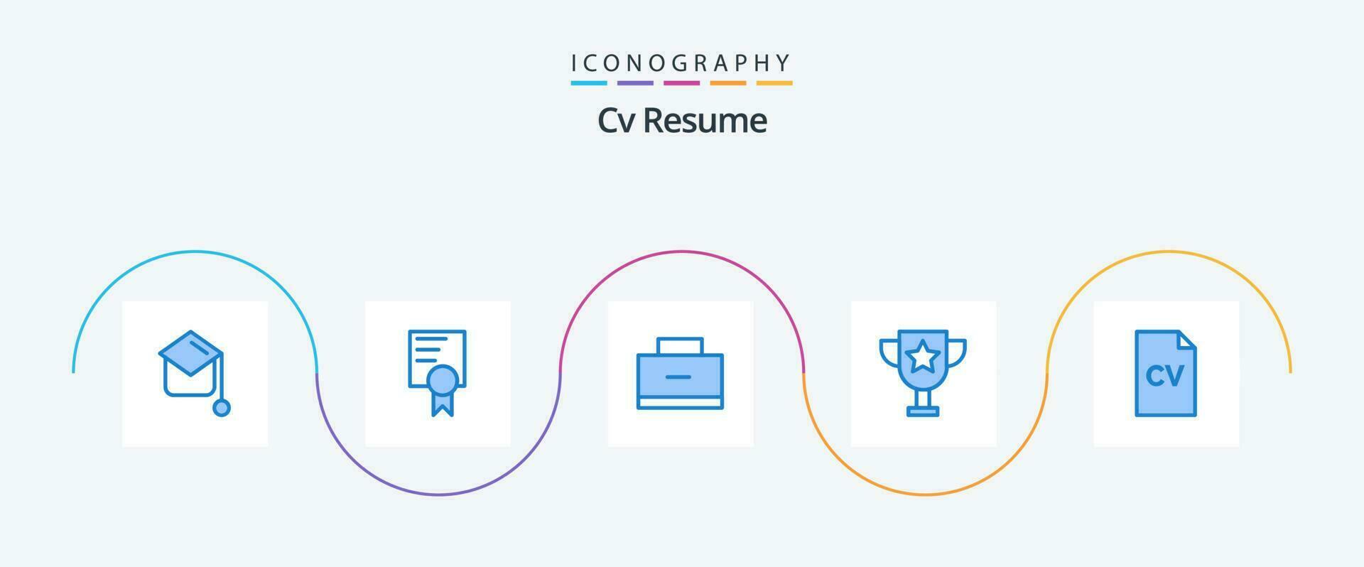 CV currículum azul 5 5 icono paquete incluso ciencia. educación. educación. CV. educación vector